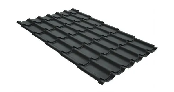 Металлочерепица классик GL 0,5 GreenCoat Pural RR 23 темно-серый (RAL 7024 мокрый асфальт) купить в Костроме