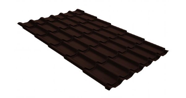 Металлочерепица классик GL 0,5 GreenCoat Pural Matt RR 887 шоколадно-коричневый (RAL 8017 шоколад) купить в Костроме