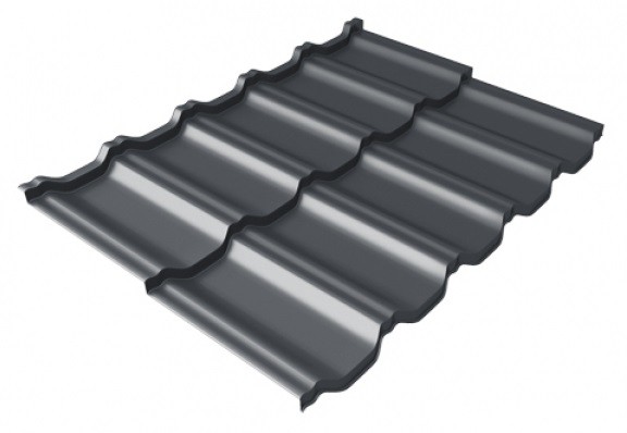 Металлочерепица модульная Квинта Uno Grand Line c 3D резом 0,5 Satin Мatt RAL 7024 мокрый асфальт купить в Костроме