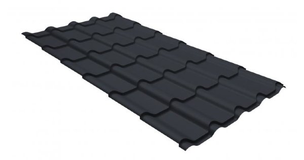 Металлочерепица камея GL 0,5 GreenCoat Pural RR 23 темно-серый (RAL 7024 мокрый асфальт) купить в Костроме