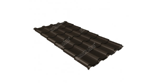 Металлочерепица камея GL 0,5 GreenCoat Pural RR 32 темно-коричневый (RAL 8019 серо-коричневый) купить в Костроме