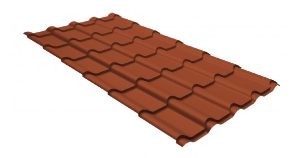 Металлочерепица камея GL 0,5 GreenCoat Pural RR 750 кирпично-красный (RAL 8004 терракота) купить в Костроме
