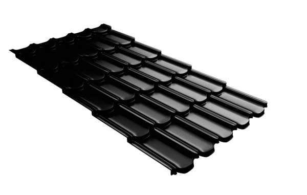 Металлочерепица квинта плюс с 3D резом 0,5 GreenСoat Pural Matt RR 33 черный (RAL 9005 черный) купить в Костроме