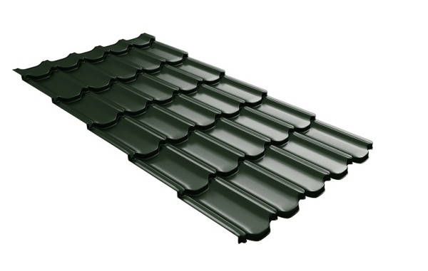 Металлочерепица квинта плюс с 3D резом 0,5 GreenСoat Pural RR 11 темно-зеленый (RAL 6020 хромовая зелень) купить в Костроме