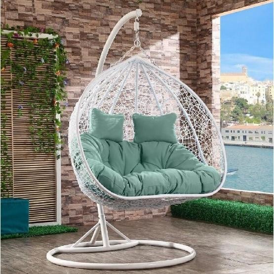 Кресло Подвесное из искусственного ротанга AFM-109A White/Green купить в Костроме