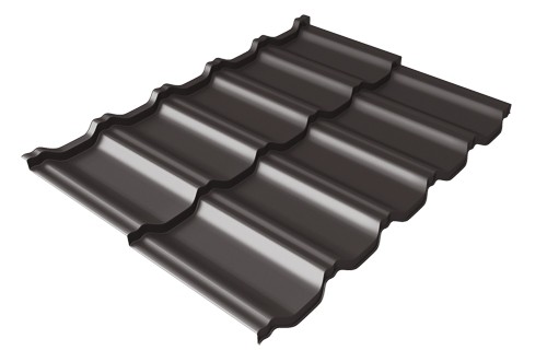 Металлочерепица модульная Квинта Uno Grand Line c 3D резом 0,5 Satin RR 32 темно-коричневый купить в Костроме