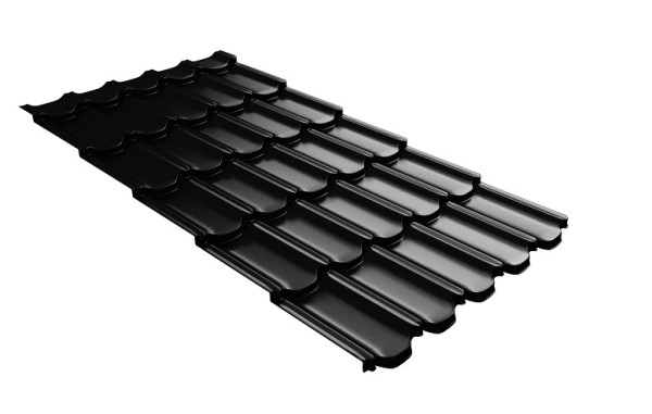 Металлочерепица квинта плюс с 3D резом 0,5 Satin Мatt RAL 9005 черный купить в Костроме