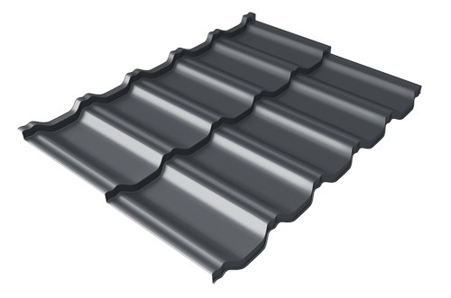 Металлочерепица модульная Квинта Uno Grand Line c 3D резом 0,5 Velur RAL 7024 мокрый асфальт купить в Костроме