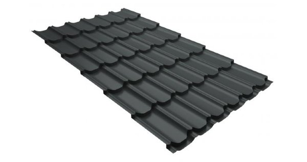 Металлочерепица квинта плюс 0,5 GreenCoat Pural RR 23 темно-серый (RAL 7024 мокрый асфальт) купить в Костроме