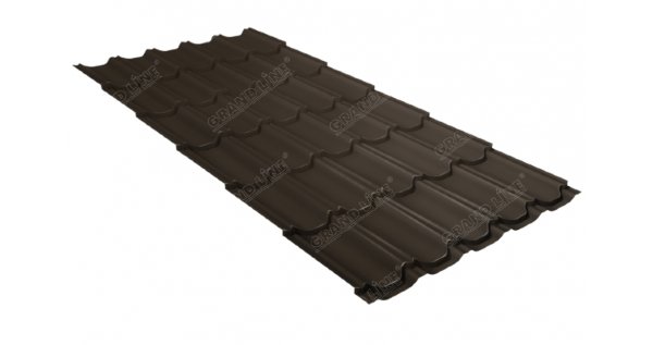 Металлочерепица квинта плюс 0,5 GreenCoat Pural Matt RR 32 темно-коричневый (RAL 8019 серо-коричневый) купить в Костроме